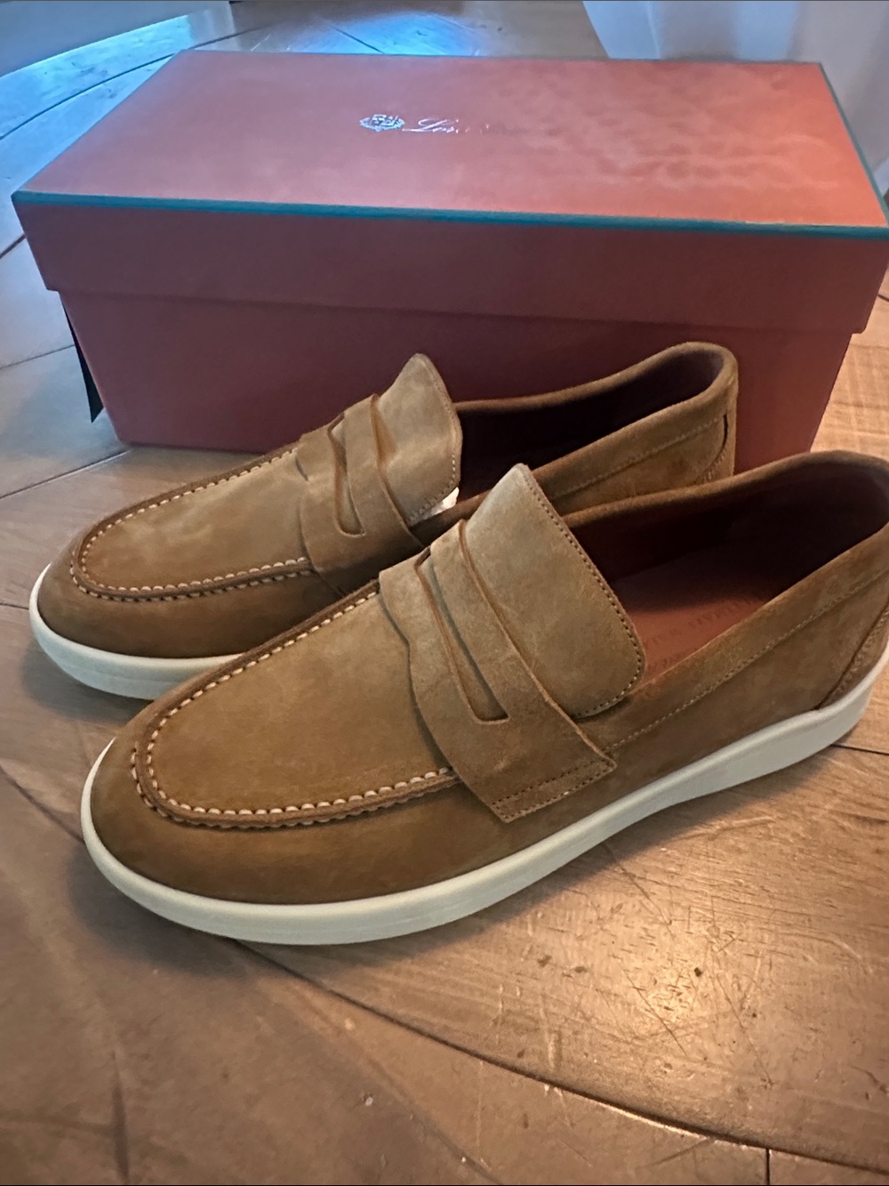 Loro Piana Mens Ultimate Loafer Walk EU 41 Tan Suede Slip On Low Top Loafer